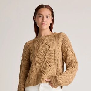 QUINCE 100% Organic Cotton Cropped Cable Crew Sweater
